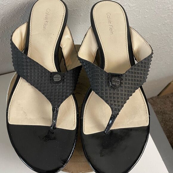 Calvin Klein Gemma Wedge Platform Sandals Size 9.5M EUC - Picture 1 of 6